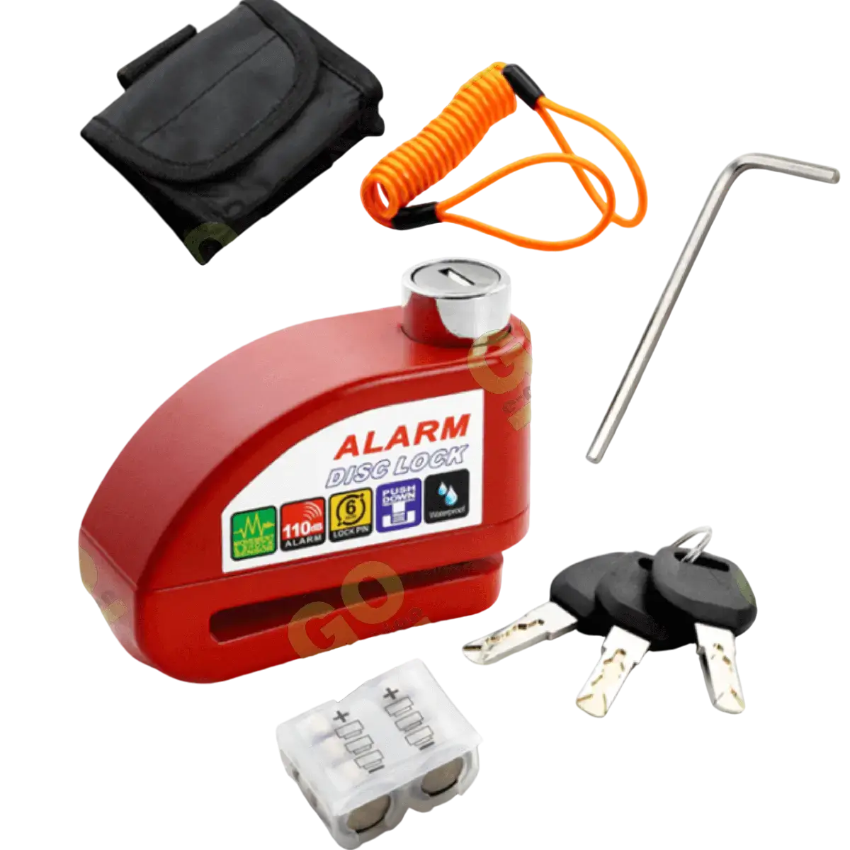 Vízálló korongos lakat riasztóval, dróttal és táskával