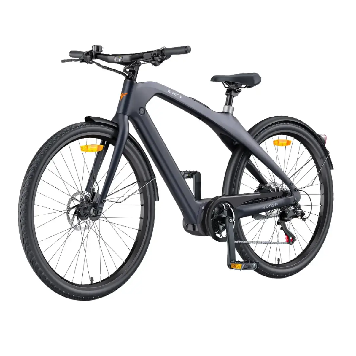 Engwe N1 Pro elektromos kerékpár karbon szürke vázzal, elölnézet