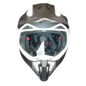 Motoros sisak Fgn sisak – fekete, fehér dizájnnal